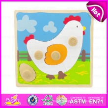 2015 Customize Kids Wooden Puzzle Game, Chicken Design Wooden Puzzle with Knob, Low Price Guaranteed Quality Knob Puzzle W14m060